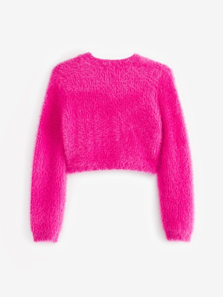 Bright Pink Fluffy Shrug Cardigan (12mths-16yrs) - Image 7 of 8