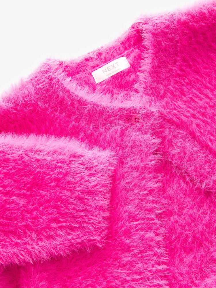 Bright Pink Fluffy Shrug Cardigan (12mths-16yrs) - Image 8 of 8