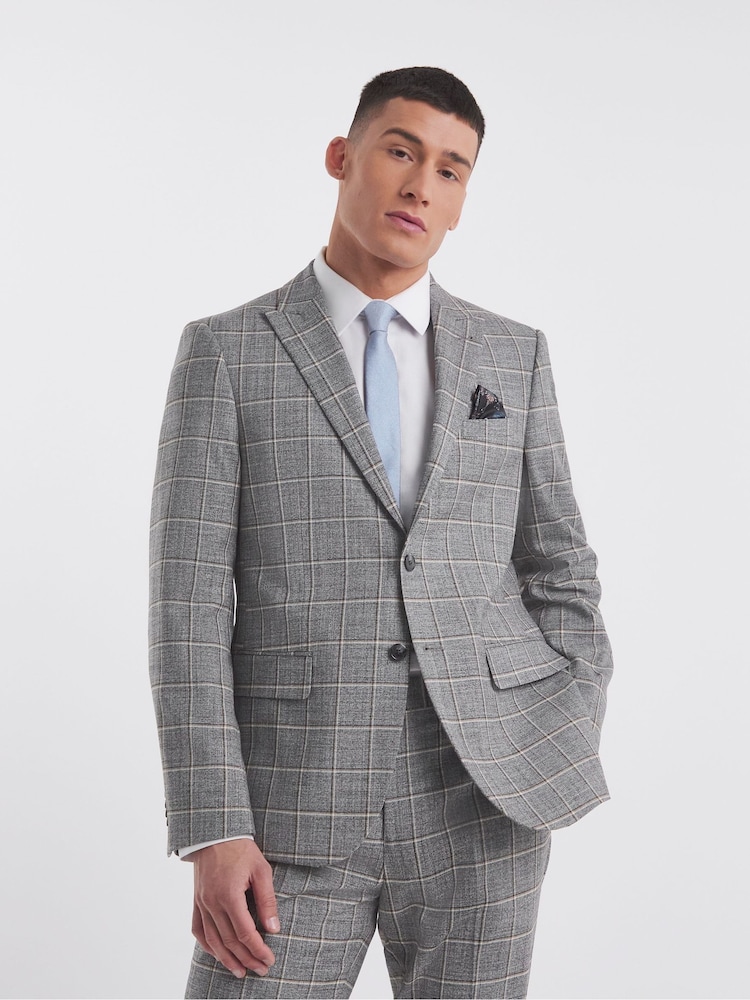 Jacamo Grey Sam Check Suit Jacket - Image 1 of 5