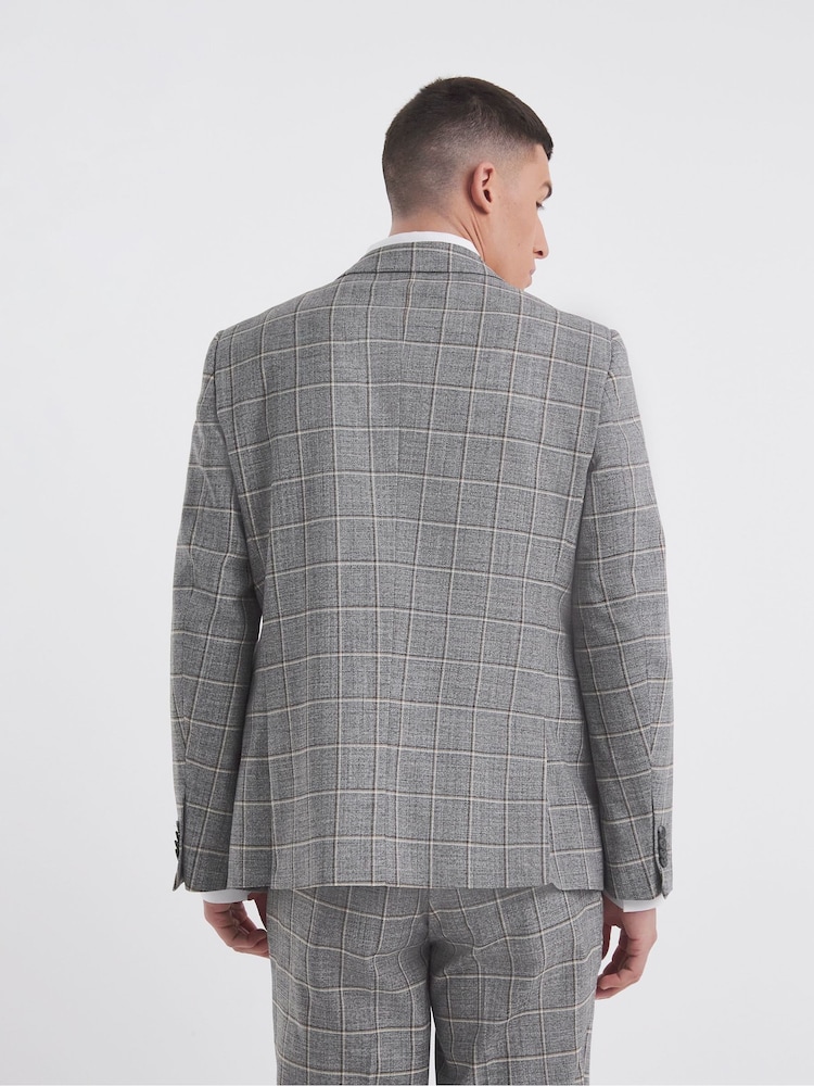 Jacamo Grey Sam Check Suit Jacket - Image 2 of 5