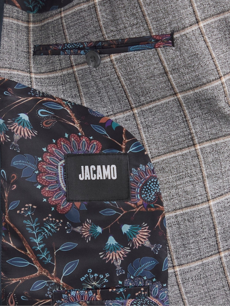 Jacamo Grey Sam Check Suit Jacket - Image 5 of 5