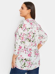 Yours Curve White Pintuck Half Placket Blouse - Image 2 of 4
