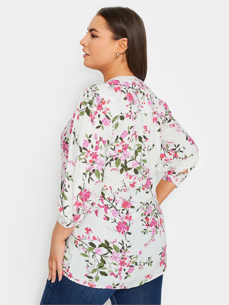 Yours Curve White Pintuck Half Placket Blouse - Image 2 of 4 Yours Curve White Pintuck Half Placket Blouse - Image 2 of 4