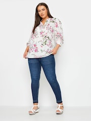 Yours Curve White Pintuck Half Placket Blouse - Image 3 of 4