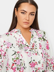 Yours Curve White Pintuck Half Placket Blouse - Image 4 of 4