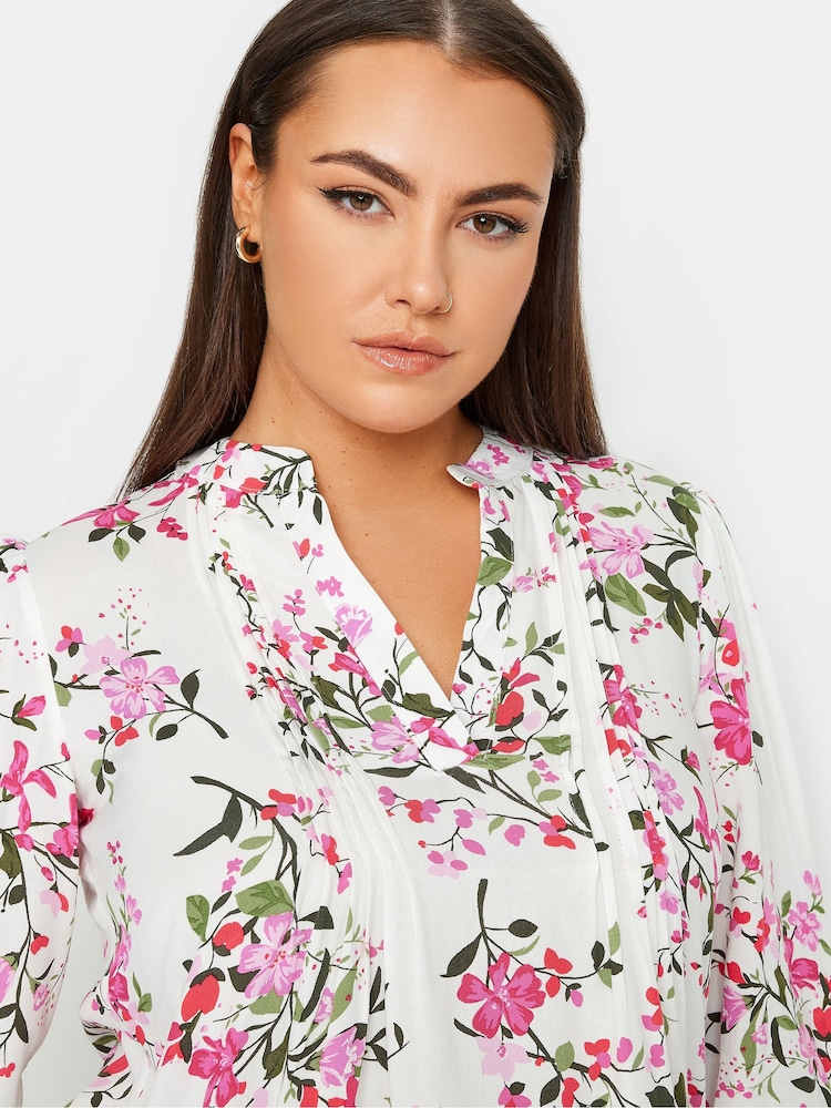 Yours Curve White Pintuck Half Placket Blouse - Image 4 of 4 Yours Curve White Pintuck Half Placket Blouse - Image 4 of 4