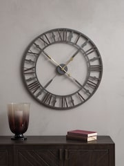 Libra Interiors Grey Antique Skeleton Wall Clock - Image 1 of 1