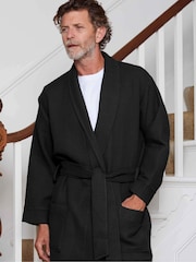 Savile Row Company 100% Cotton Waffle Dressing Black Gown - Image 2 of 5
