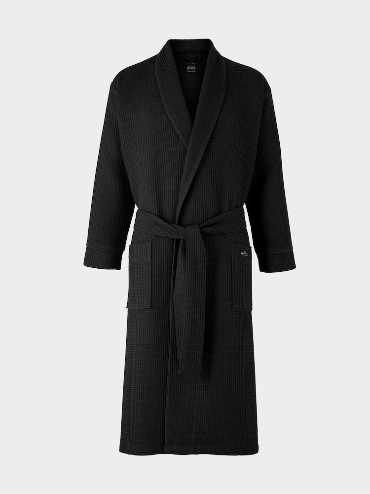 Savile Row Company 100% Cotton Waffle Dressing Black Gown - Image 3 of 5