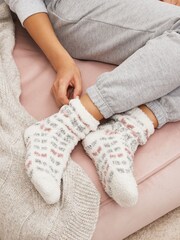 Pink/Grey Cosy Socks 4 Pack - Image 1 of 7