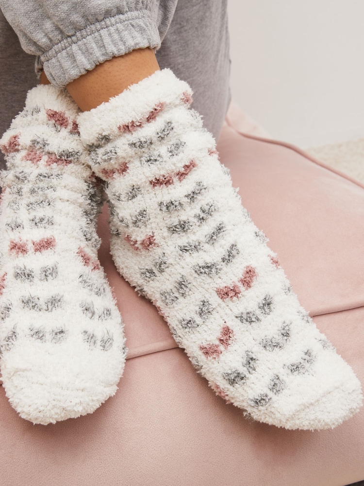 Pink/Grey Cosy Socks 4 Pack - Image 2 of 7