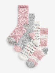 Pink/Grey Cosy Socks 4 Pack - Image 3 of 7