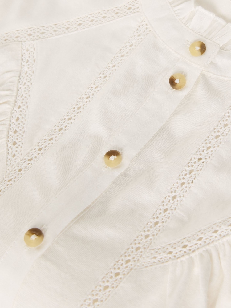 White Stuff White Annabelle Lace Trim Top - Image 6 of 6