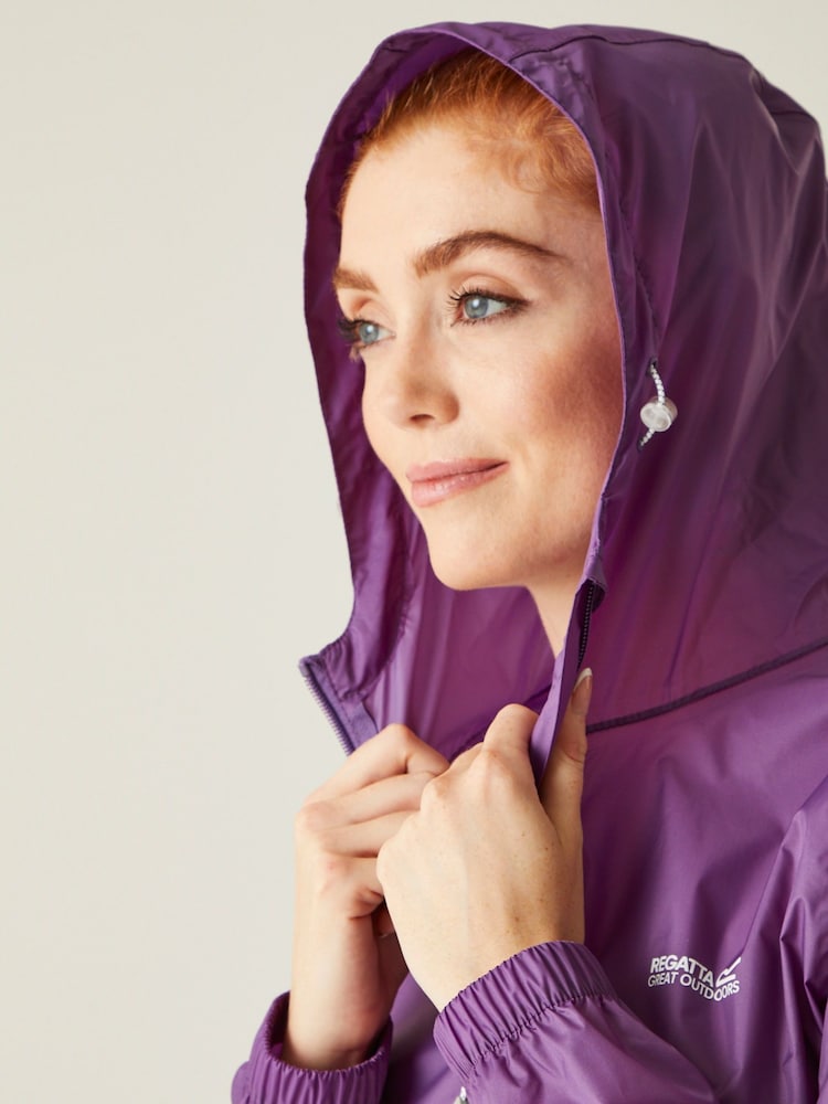 Fioletowy - Regatta Womens Waterproof Pack It Jacket III - Image 4 of 9