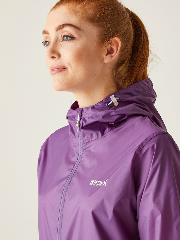 Fioletowy - Regatta Womens Waterproof Pack It Jacket III - Image 5 of 9