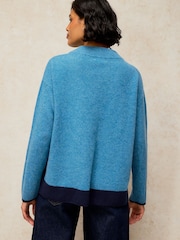 White Stuff Blue Cashmere V-Neck Jumper - Image 3 of 6