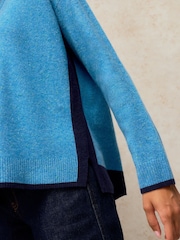 White Stuff Blue Cashmere V-Neck Jumper - Image 4 of 6