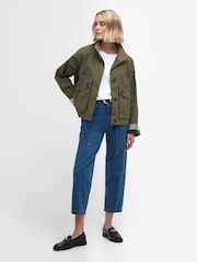 Barbour® Khaki Green ReEngineered Crowdon Showerproof Jacket - Image 5 of 9