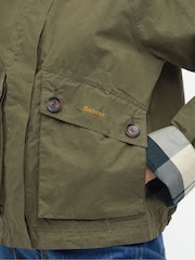 Barbour® Khaki Green ReEngineered Crowdon Showerproof Jacket - Image 8 of 9