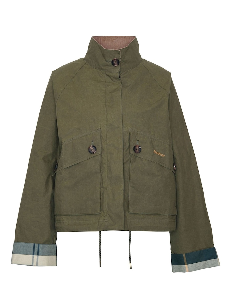 Barbour® Khaki Green ReEngineered Crowdon Showerproof Jacket - Image 9 of 9