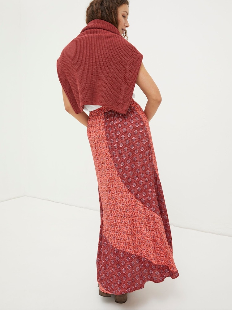 FatFace Red Naomi Craft Geo Midi Skirt - Image 2 of 5