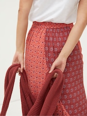 FatFace Red Naomi Craft Geo Midi Skirt - Image 4 of 5