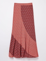 FatFace Red Naomi Craft Geo Midi Skirt - Image 5 of 5