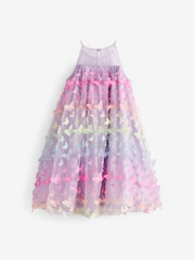 Lilac Purple Rainbow 3D Butterfly Trapeze Dress (3-16yrs) - Image 4 of 5