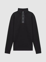 Reiss Black Hale Contrast Half-Zip Funnel Neck Jumper - Image 2 of 6