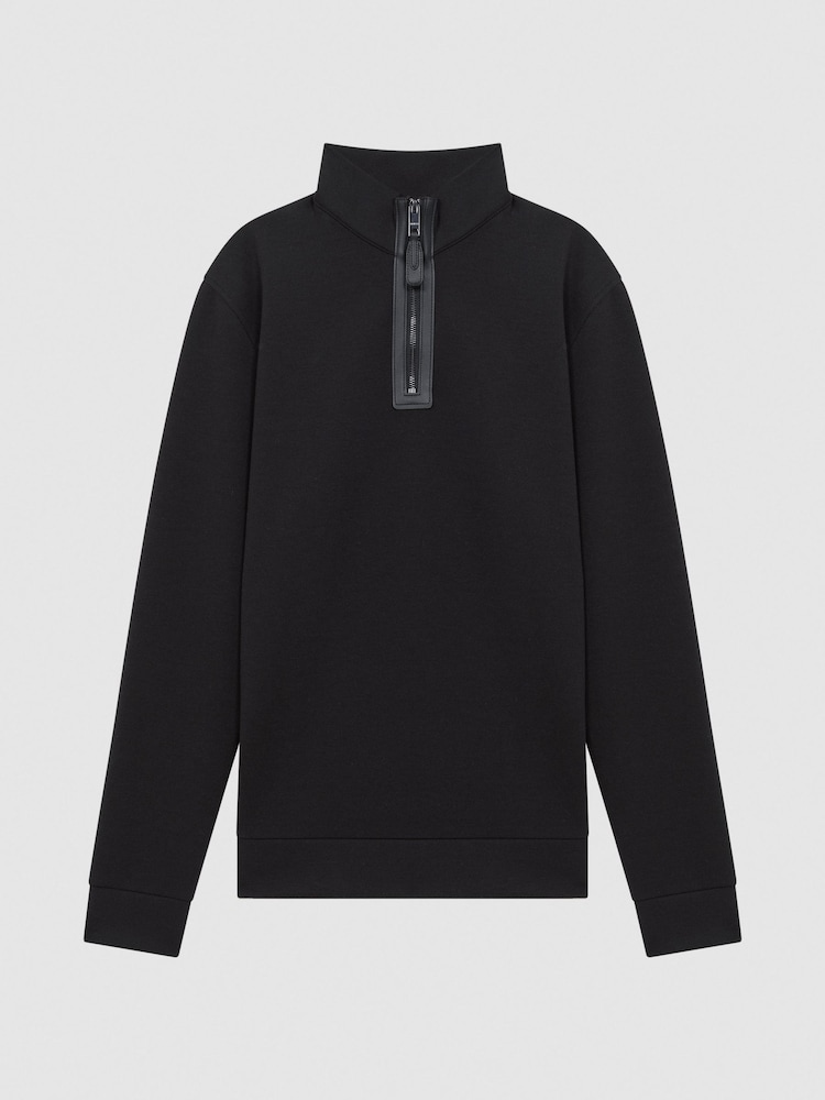 Reiss Black Hale Contrast Half-Zip Funnel Neck Jumper - Image 2 of 6