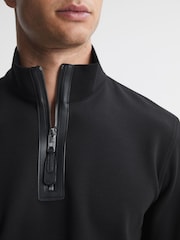 Reiss Black Hale Contrast Half-Zip Funnel Neck Jumper - Image 4 of 6