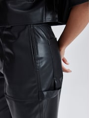 Calvin Klein Jeans High Rise Straight Faux Leather Black Trousers - Image 5 of 6