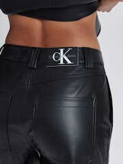 Calvin Klein Jeans High Rise Straight Faux Leather Black Trousers - Image 6 of 6