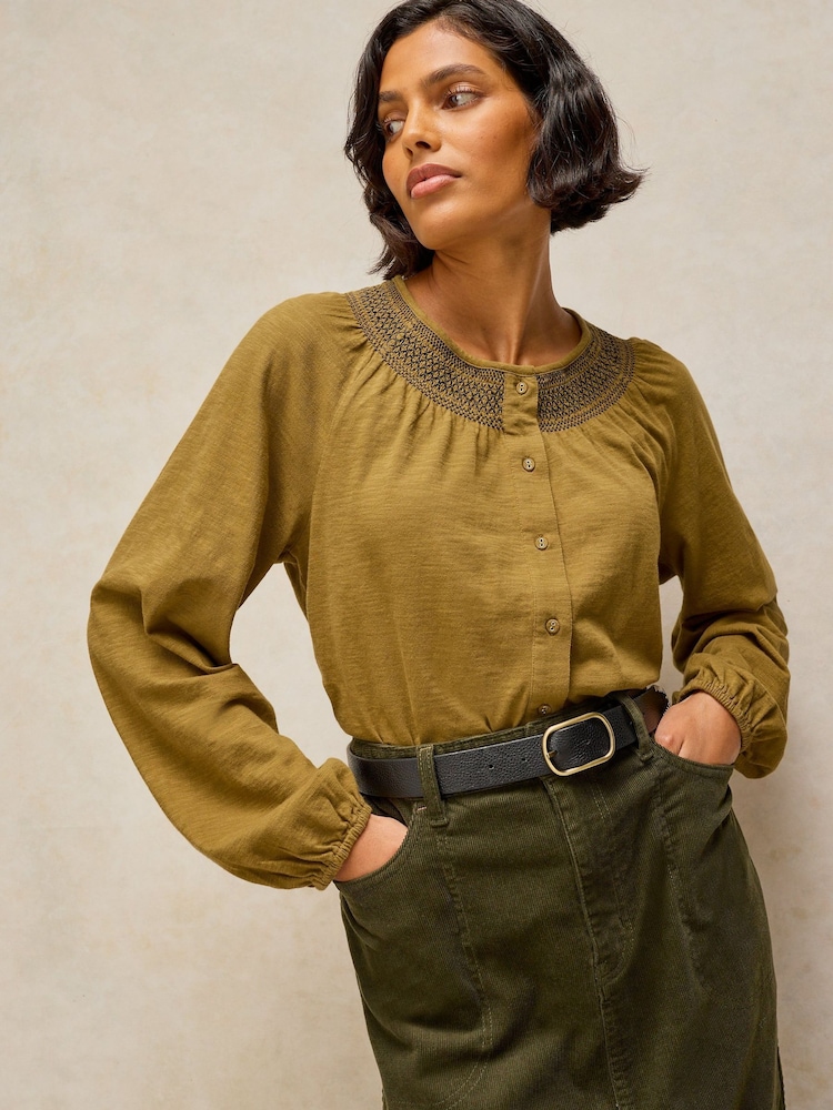 White Stuff Yellow Suzie Shirred Top - Image 1 of 6