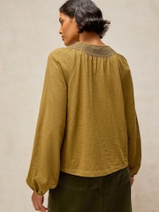 White Stuff Yellow Suzie Shirred Top - Image 2 of 6