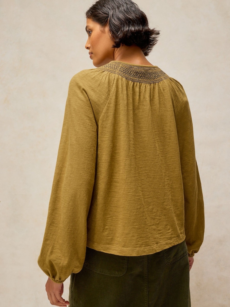 White Stuff Yellow Suzie Shirred Top - Image 2 of 6