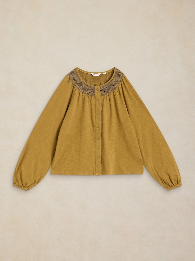 White Stuff Yellow Suzie Shirred Top - Image 6 of 6