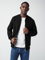 Black Jersey Bomber Jacket - Image 1 of 7