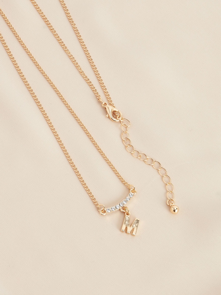 Gold Tone M Initial Necklace Letter M - Image 1 of 3 Gold Tone M Initial Necklace Letter M - Image 1 of 3