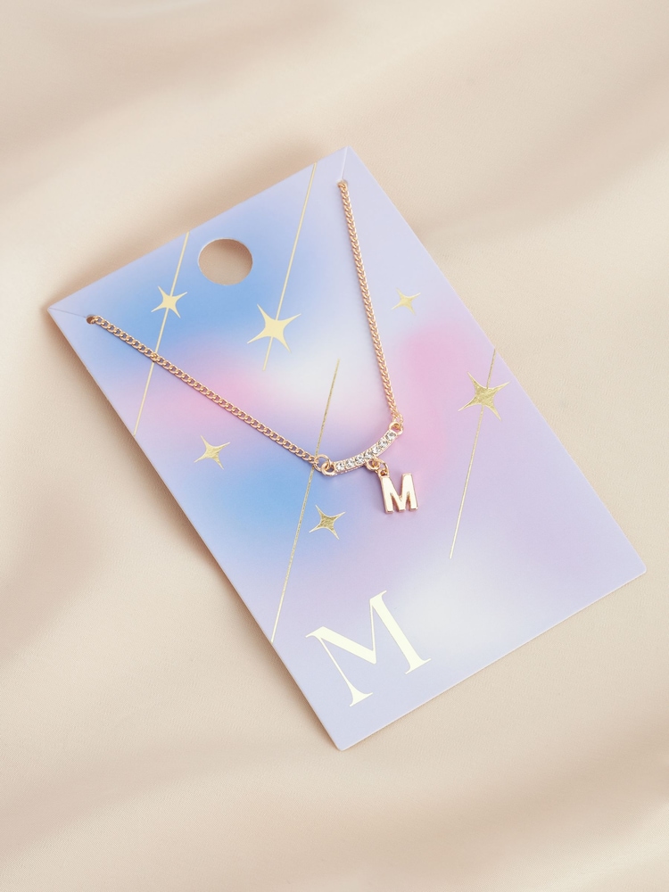 Gold Tone M Initial Necklace Letter M - Image 3 of 3 Gold Tone M Initial Necklace Letter M - Image 3 of 3