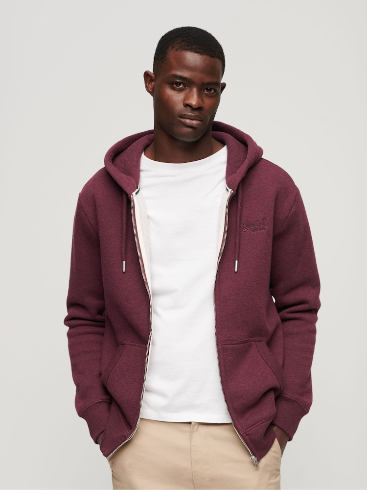 Красный - Superdry 100% Cotton Essential Logo Zip-Up Hoodie - Image 1 of 6