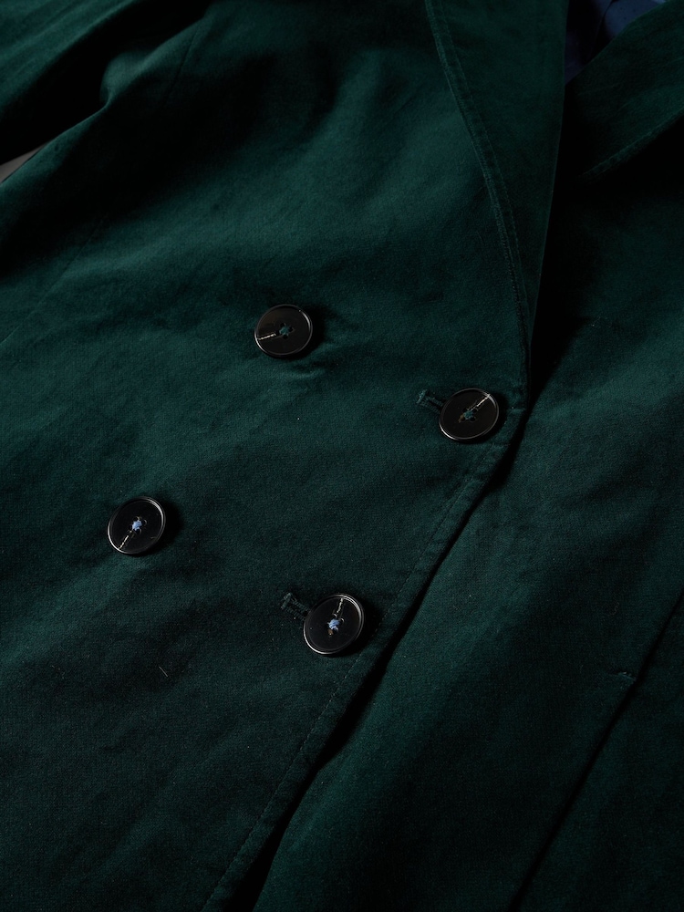 White Stuff Green Kaia Velvet Coat - Image 6 of 6