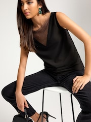 Black Embellished Sparkle Sleeveless Top - Image 2 of 6