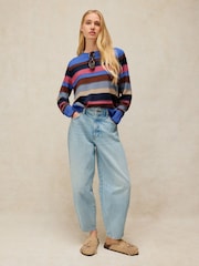 White Stuff Blue Sienna Stripe Stitch Jumper - Image 4 of 7