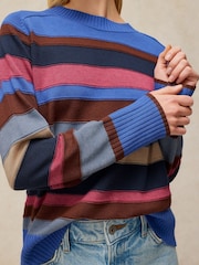 White Stuff Blue Sienna Stripe Stitch Jumper - Image 5 of 7