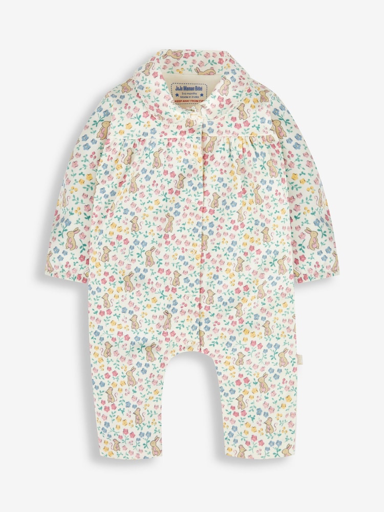 JoJo Maman Bébé Cream Jersey All-In-One Pyjamas - Image 1 of 3