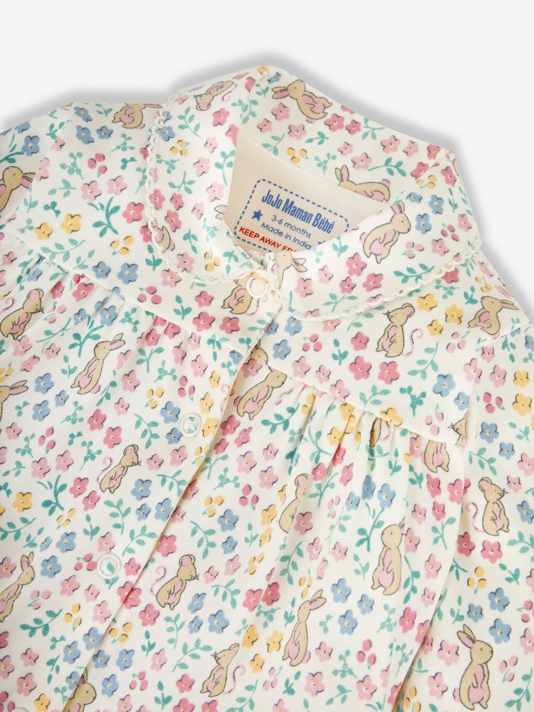 JoJo Maman Bébé Cream Jersey All-In-One Pyjamas - Image 2 of 3