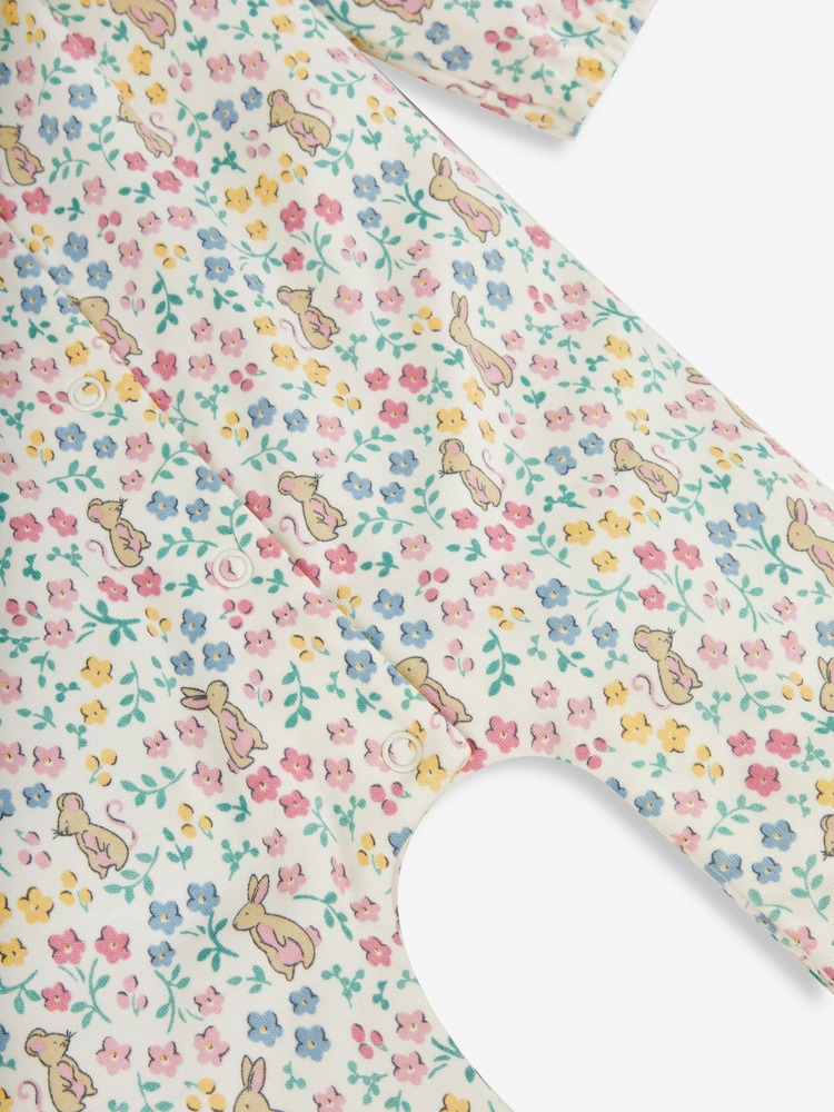 JoJo Maman Bébé Cream Jersey All-In-One Pyjamas - Image 3 of 3