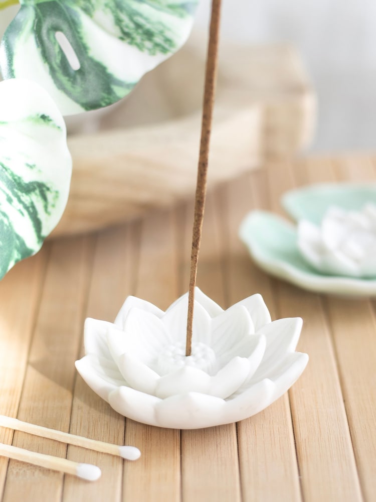 Something Different White White Lotus Flower Incense Stick Holder - Image 1 of 4 Something Different White White Lotus Flower Incense Stick Holder - Image 1 of 4