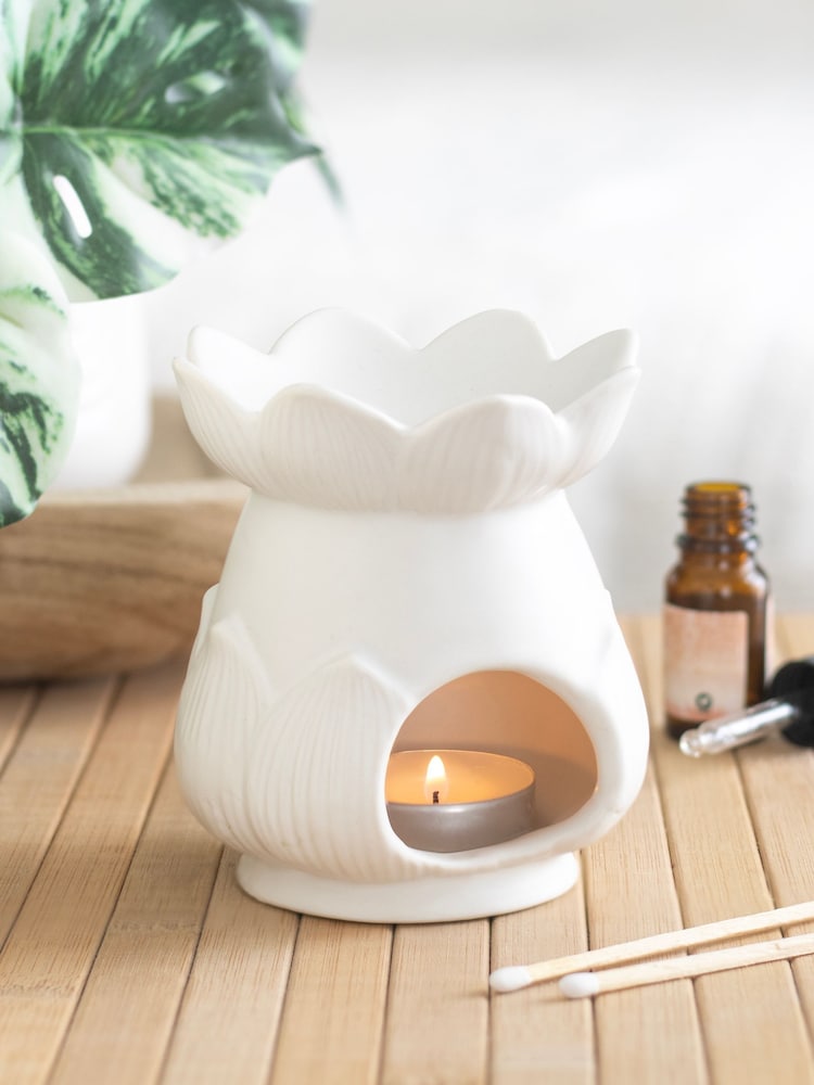 Something Different White White Lotus Flower Oil Burner - Image 1 of 5 Something Different White White Lotus Flower Oil Burner - Image 1 of 5